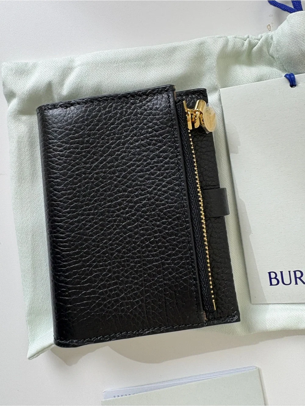 Burberry Black Leather Compact Wallet